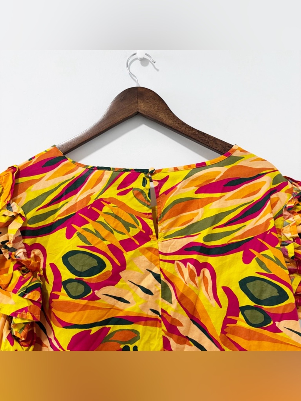 Terra & Sky Tropical Floral Flutter Ruffle Cap Sleeve Blouse Womens Size 1X Art - Picture 6 of 14
